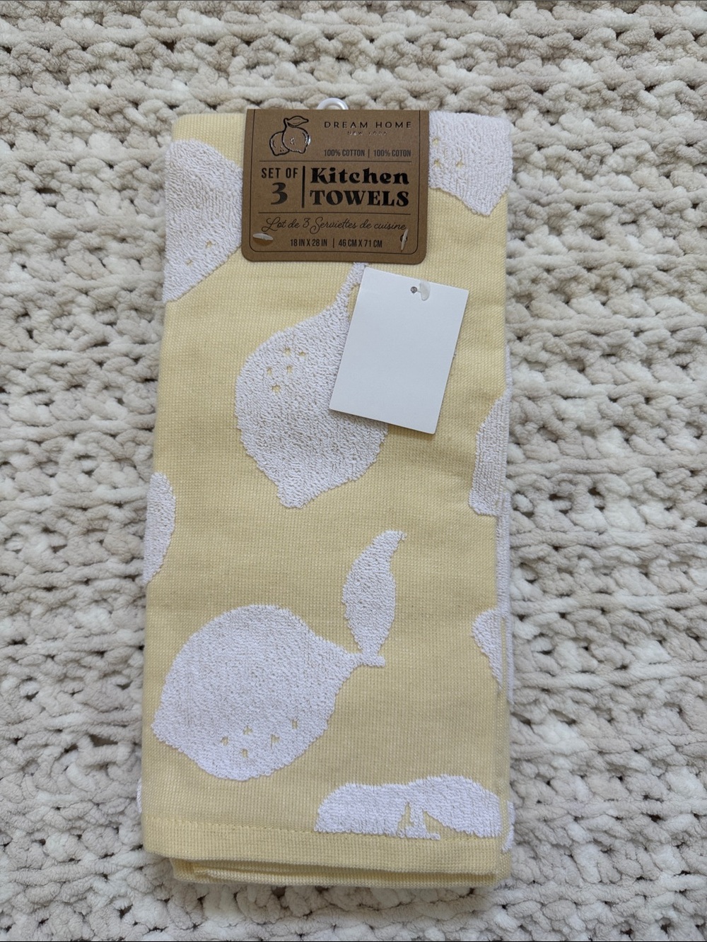 Lemon Print Cotton Hand Towel Set - 3 Pack